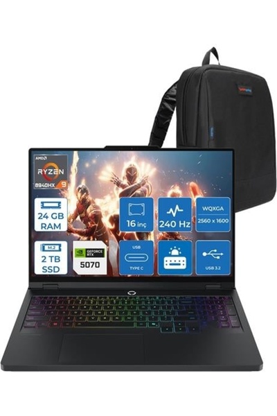 LENOVO Legion Pro 5 R9 8940HX 24GB 2tb 8GB/RTX5070/115W 16" 500NITS 240Hz W11...