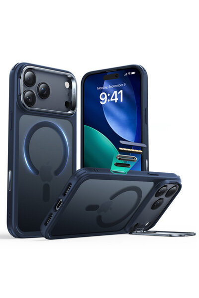 ESR Husa iPhone 17 Pro Max Classic Hybrid HaloLock Kickstand, bleu