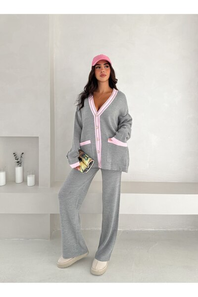 DONNA LISSA Women's Soft Cardigan Pants Oversize Knitwear Set
