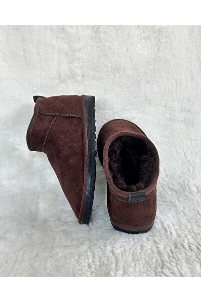 ALTUNTAŞ Kadın ultra mini süet kürklü bot içi kürklü bot&bootie kahverengi