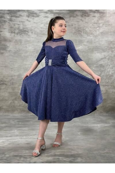 BİLGEN Style KIZ ÇOCUK SİMLİ TAŞ İŞLEMELİ KEMER DETAY ÖZEL GÜN BALO DÜĞÜN ELBİSESİ