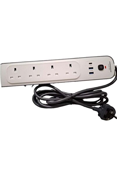 powermax 7-in-1 Power Strip Surge Protector Extension Plug Multiple AC, Type C Ports and USB Ports