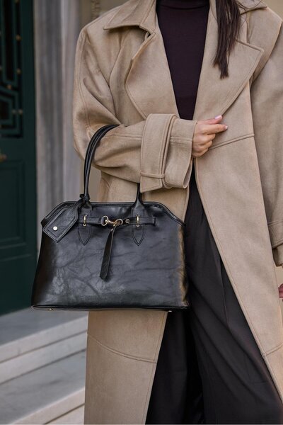 Ladies&Gentlemen Retro Handbag with Belt Detail