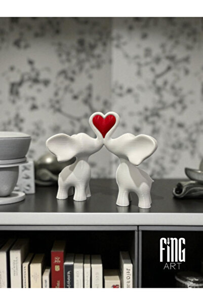 Cute Decorative Elephant Couple Figurine - Love & Affection Themed - Heart Detailed Stylish Home & Office Decor