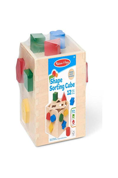 Melissa & Doug مكعب فرز الأشكال الخشبية عالي الجودة