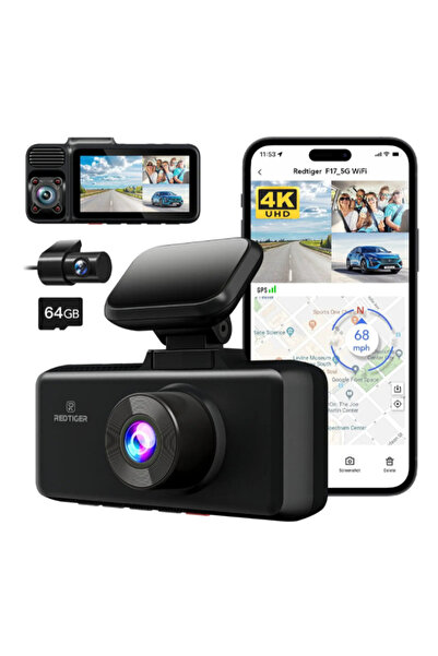 Red Tiger كاميرا سيارة 4K ثلاثية القنوات 5G WiFi للسيارات مقاس 3 بوصات