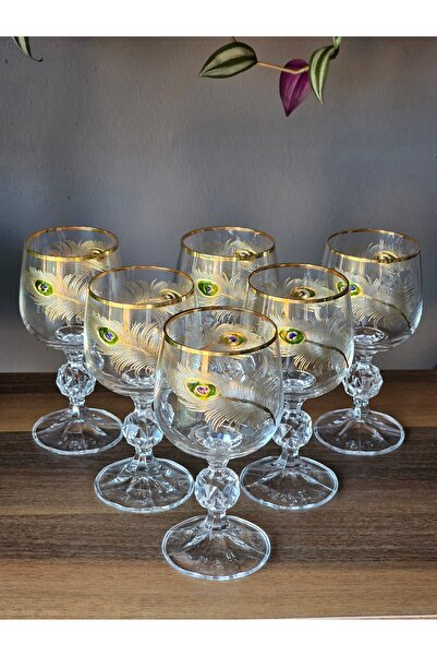 FERMATO طقم من 6 قطع مصنوعة يدويًا من الذهب عيار 24 قيراط - كؤوس كريستال مطرز...