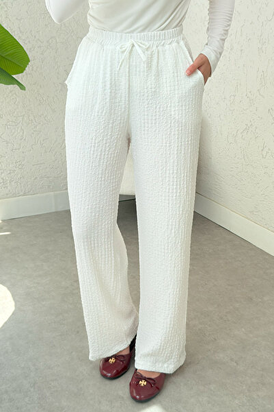 Salih Çelebi Bürümcük Pocketed Trousers 2392 - White