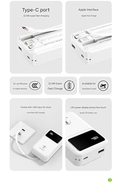 Generic Original Shua Xin PN57 20000mAh Power Bank with Built-in USB-C, USB-A & Lighting Cables
