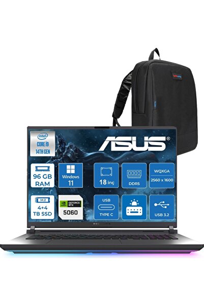 ASUS Rog Strix G18 G815JMR I9 14900HX 96GB 4tb +4tb 8GB/RTX5060 115W 18" 2.5k W11PRO ZS9035P48+ZettaÇNT
