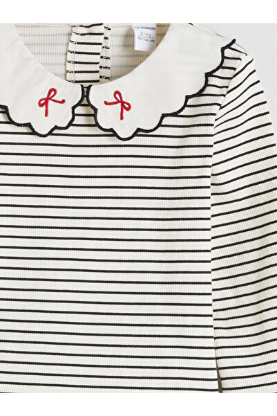 LC Waikiki New Season Baby Collar Long Sleeve Striped Girl's T-Shirt