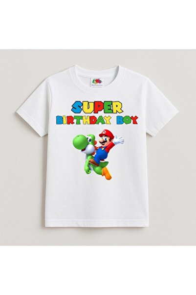 OEM Tricou pentru copii din bumbac 100% cu Super Mario, alb