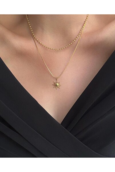 Çelik Çift Zincirli Güneş Kolye