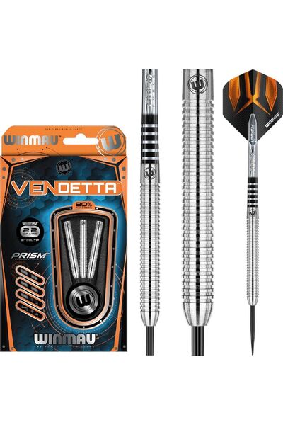 WINMAU "VENDETTA" 22gr %80 TUNGSTEN STEELTIP Professional Dart Oku Seti 5023231114020