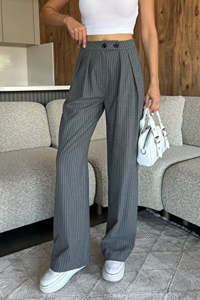 julude Gray Women's Striped Palazzo Pants