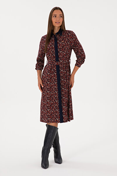 U.S. Polo Assn. Kadın Lacivert Kemerli Dokuma Elbise 50316431-VR033