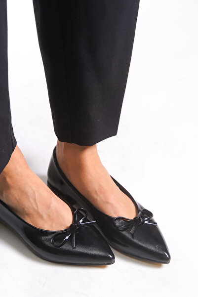 Riccon Women's Pointed Toe Ballerinas 0012502 Black Skin