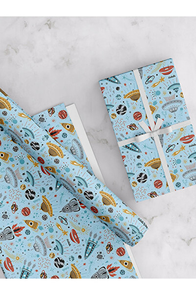 Share the Love Blue Space Wrapping Paper