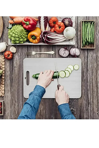 AYGÖREN HOME 2 Pcs Stainless Steel Cutting Board Anti-Mold Cutting Chopping 34X23 cm and 25X15 cm