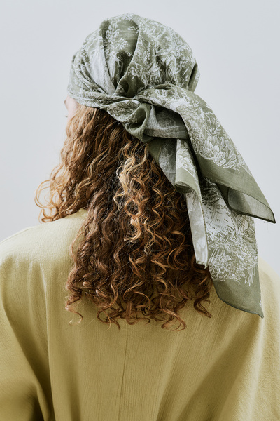 Manuka Patterned Cotton Shawl Agatha Beige