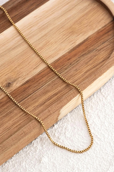 ByFlorya Jewelry سلسلة مربعة من الفولاذ للرجال، عرض 1 مم، لا تفقد بريقها