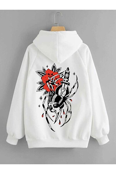 Deep sense Ανδρικό φούτερ με λευκή κουκούλα με στάμπα