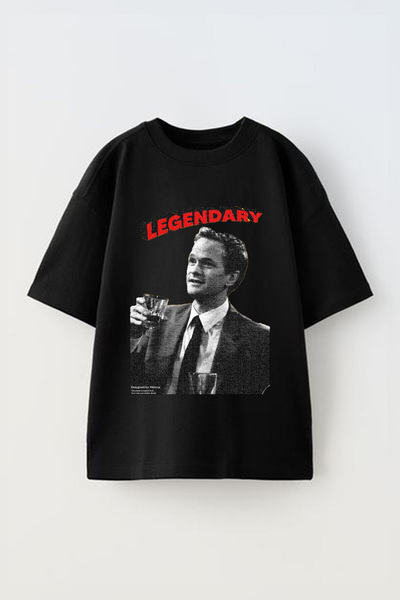 Anetos Μπλουζάκι Legendd Barny με τύπωμα Unisex Βαμβακερό Μαύρο oversized