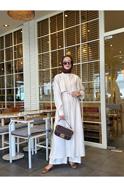 NS Moda Tesettür Ayça Set Beige-Model 543