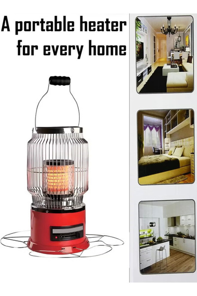TOSCANA U Electric Heater 2000W for Home in Winter, 360-Degree Dryer Strap, Red