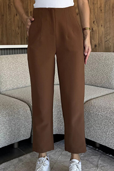 julude Brown Women's Waist-Cinching Fabric Pants