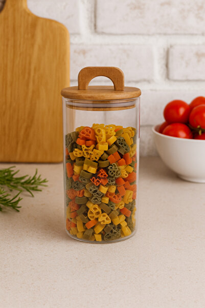 Çavdar Group Borosilikat Akasya Kapaklı Silikon Tam Vakumlu Cam Kavanoz 1200 ml