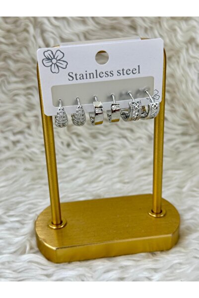 BY YASİN TOPÇU مجموعة من 6 حلقات فضية اللون من الفولاذ