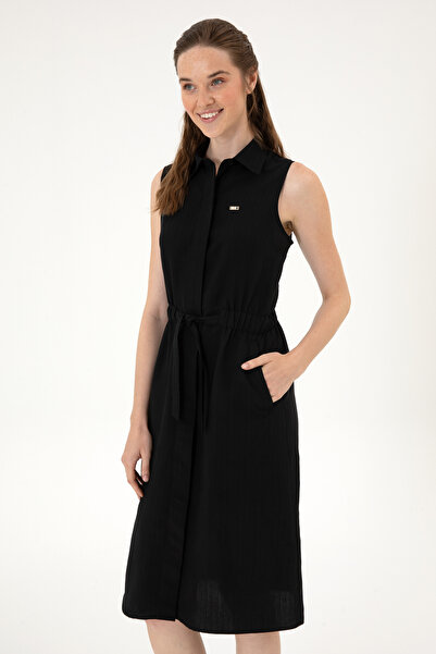 U.S. Polo Assn. Kadın Siyah Dokuma Elbise 50306605-VR046