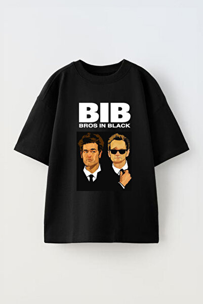 Anetos تي شيرت أسود كبير الحجم من القطن للجنسين مطبوع من Kewl