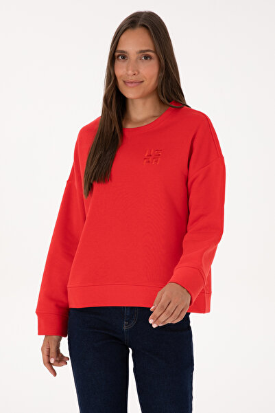 U.S. Polo Assn. Kadın Kırmızı Bisiklet Yaka Basic Sweatshırt 50313565-VR030