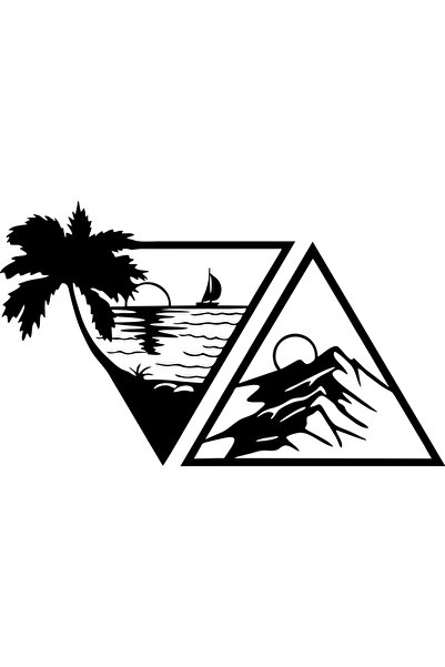 OEM Decor perete Munte si Mare din 2 Parti HH721 din lemn - 50 L x 30 H (cm)