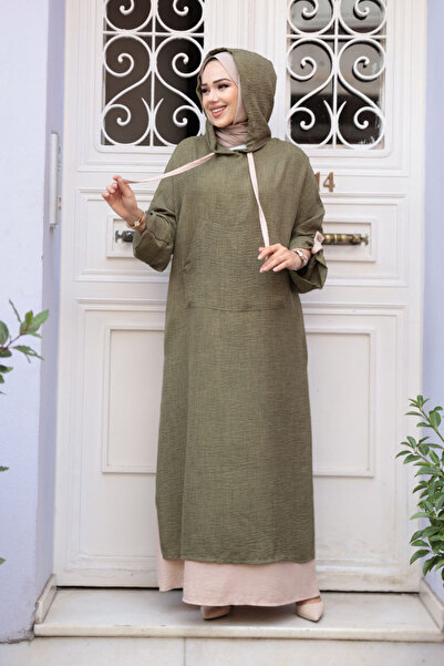 N.S NEVA STYLE Φόρεμα με κουκούλα χακί χιτζάμπ 76612HK