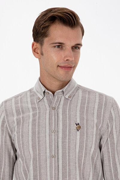 U.S. Polo Assn. Men's Light Brown Long Sleeve Shirt 50316565-Vr002