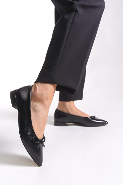 Riccon Women's Pointed Toe Ballerinas 0012502 Black Skin