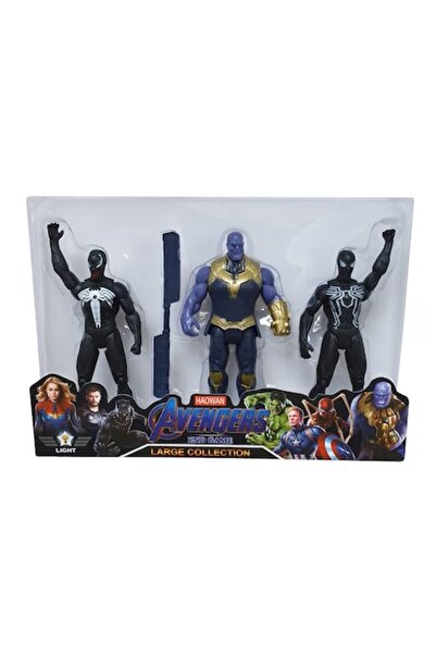 ANGMAD Set 3 figurine Avengers, articulate, cu accesorii si led, Thanos, Veno...