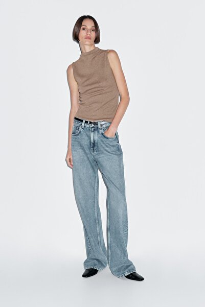 Massimo Dutti 100% cotton funnel neck top