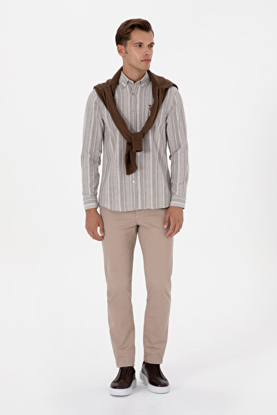 U.S. Polo Assn. Men's Light Brown Long Sleeve Shirt 50316565-Vr002