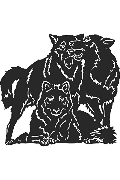 OEM Decor perete Personalizabil Familie Lupi HHH433 din lemn - 31 L x 29 H (cm)