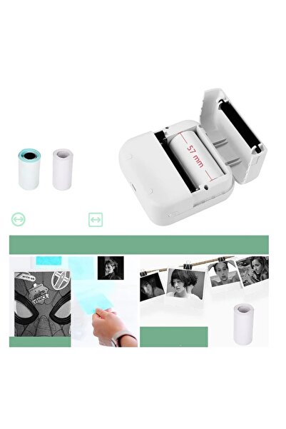 OEM Set Mini Thermal Printer and 10 Rolls 57x25mm Paper, Bluetooth Compatible with iOS/Android