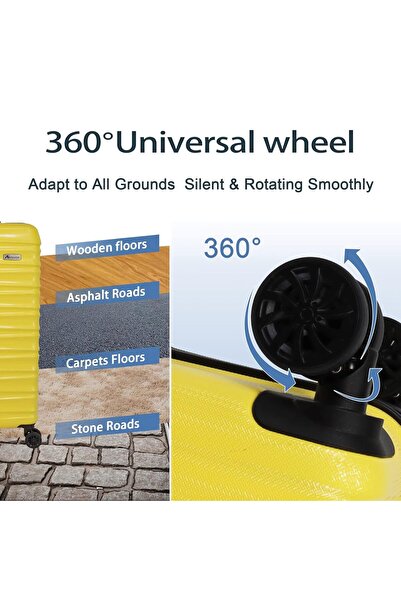 SUMAKA ABS+PC Travel Luggage - Set of 5 pcs 20"+24"+28" inches, 360° Universal wheels - Durable Suitcase