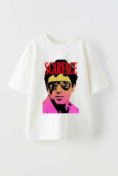 Anetos تي شيرت Scarface 1 مطبوع من القطن الأبيض للجنسين