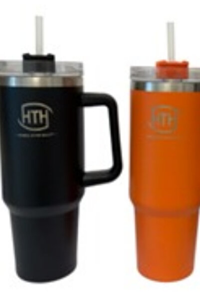 HTH كوب سفر فاخر 40 أونصة معزول بالفراغ، مقاوم للتسرب، يحافظ على مشروباتك ساخ...