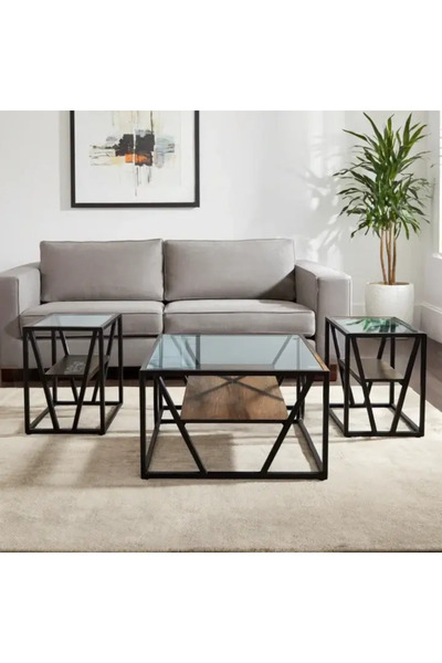 Crestj Geometric Design Service Table Set - Multi-color
