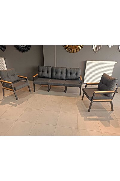 Serdemdizayn SERDEM-(ESTER)-3+1+1 BAHÇE BALKON MOBİLYASI KOLTUK ANTRASİT