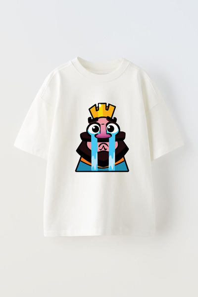 Anetos Tricou Card Maker cu imprimeu unisex din bumbac alb supradimensionat